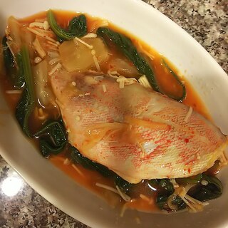 赤魚と小松菜のキムチ煮